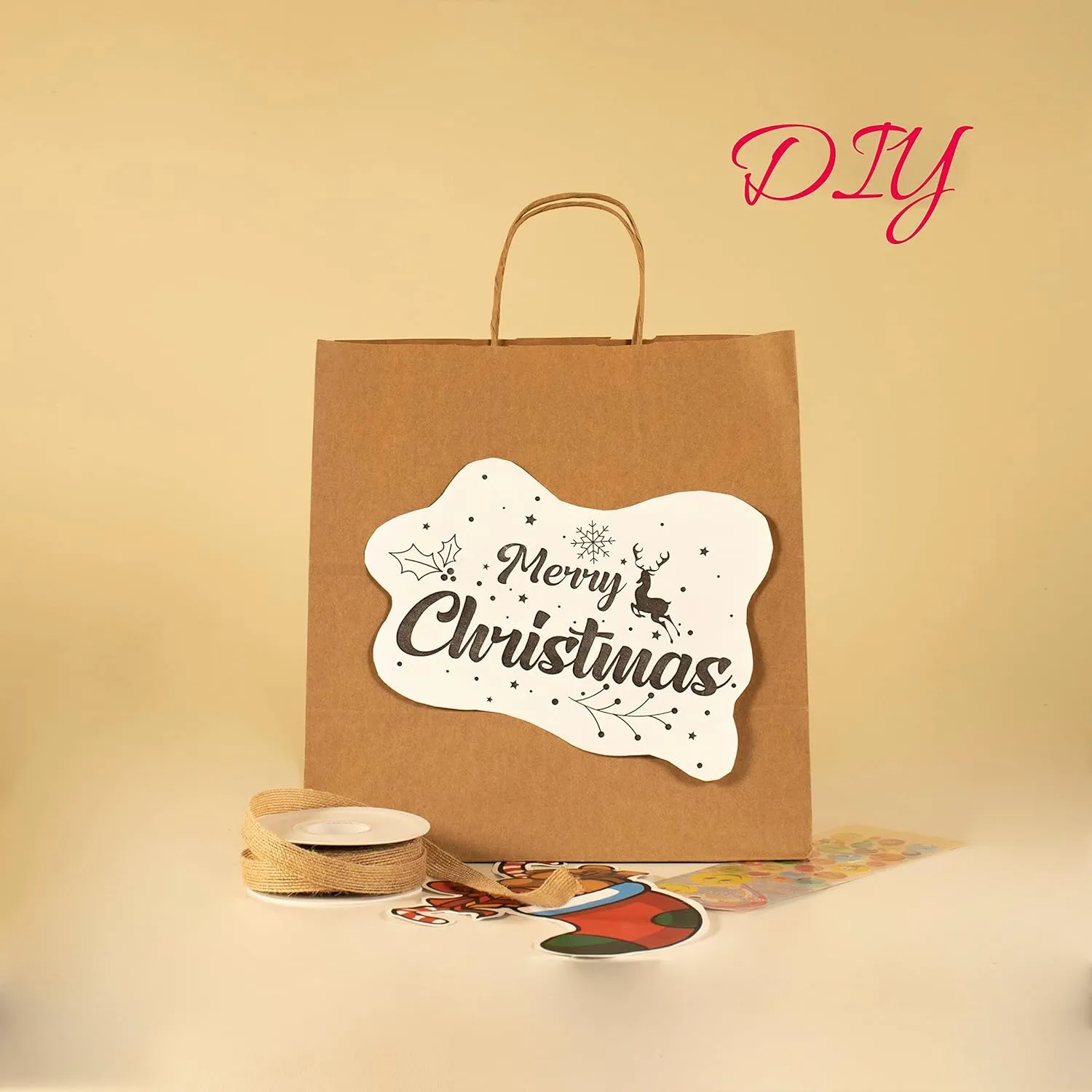 JET PAPER BAGS - 10”x5”x10” Inch [50 Pcs] Medium Brown Paper Bags with Handles Prime for Takeout, Grocery, Goody, Retail, Party, Gifts, Weddings - Recyclable Kraft Paper Gift Bags with Handles