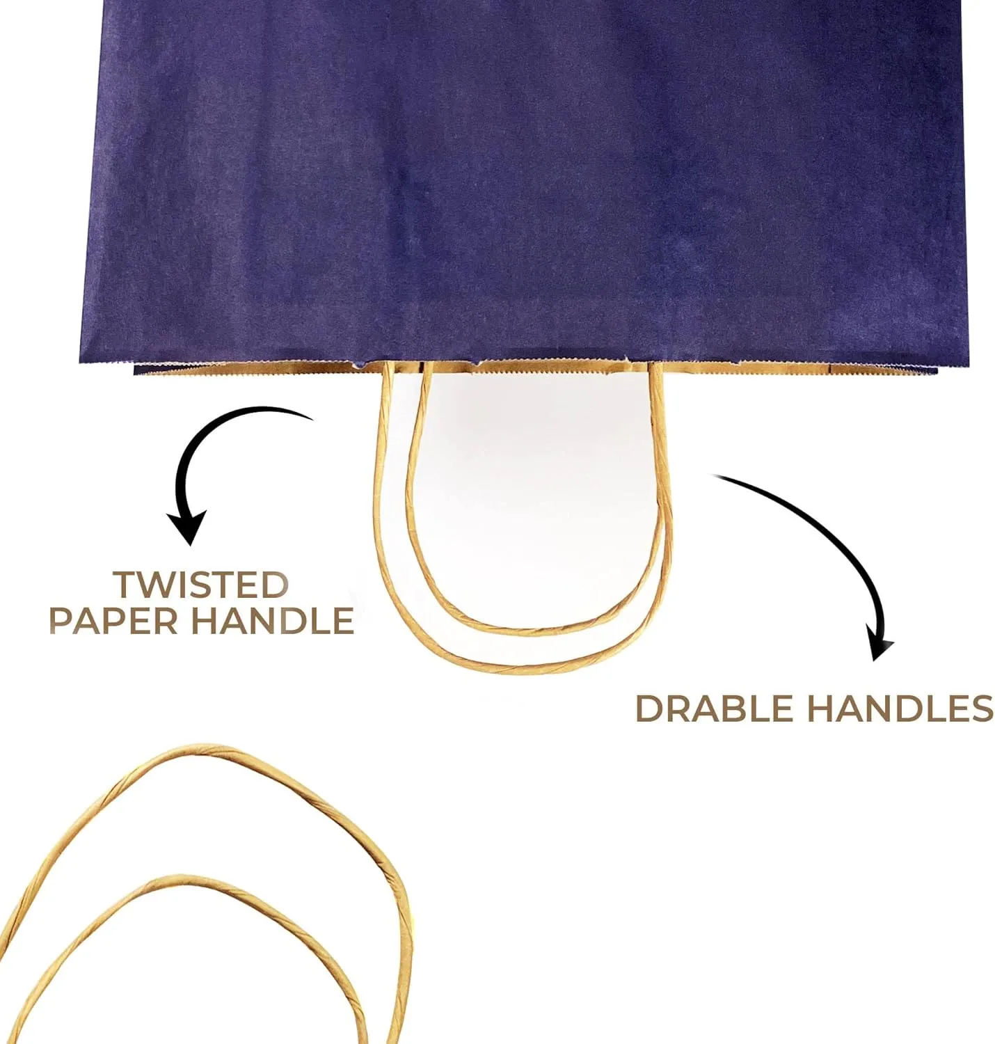 JET PAPER BAGS - 12”x5”x16” Inch [50 Pcs] Large Gift Bags with Handles Bulk Prime Kraft Bags for Gifts, Grocery, Goody, Retail, Party, Weddings - Kraft Paper Gift Bags (Navy Blue 50 PCS Count)