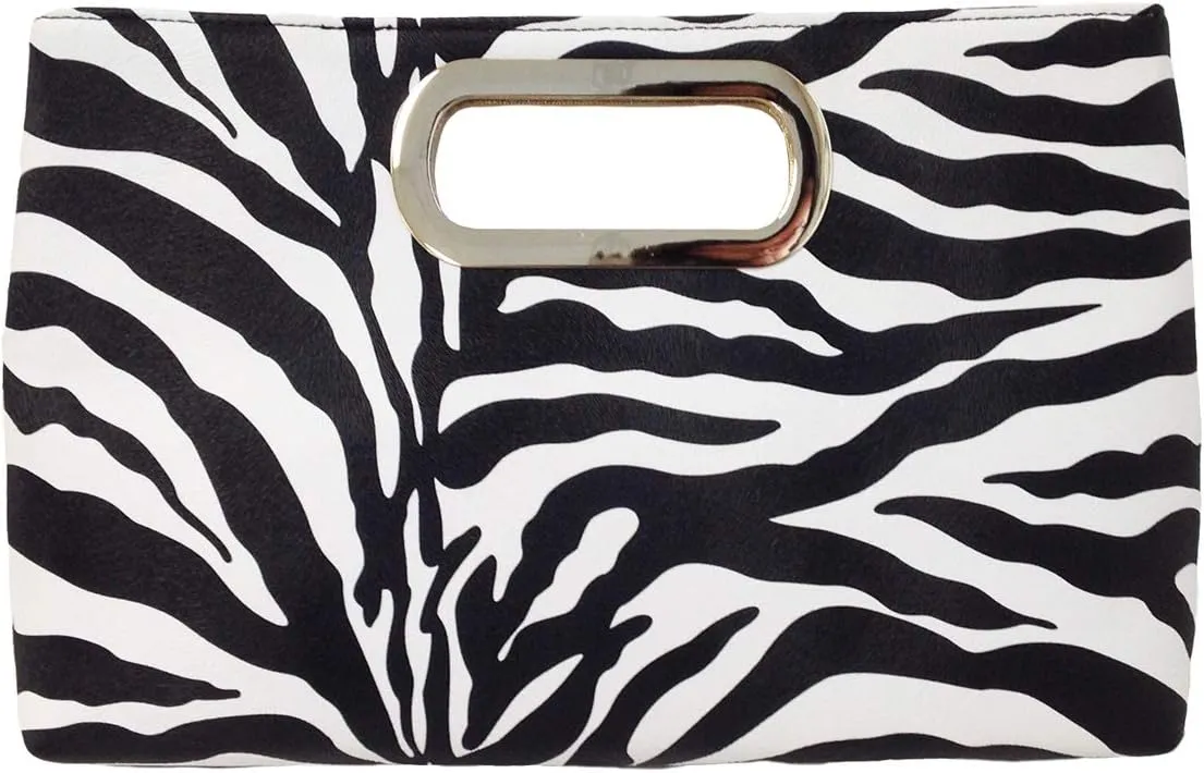 JNB Top Handle Zebra Print Clutch