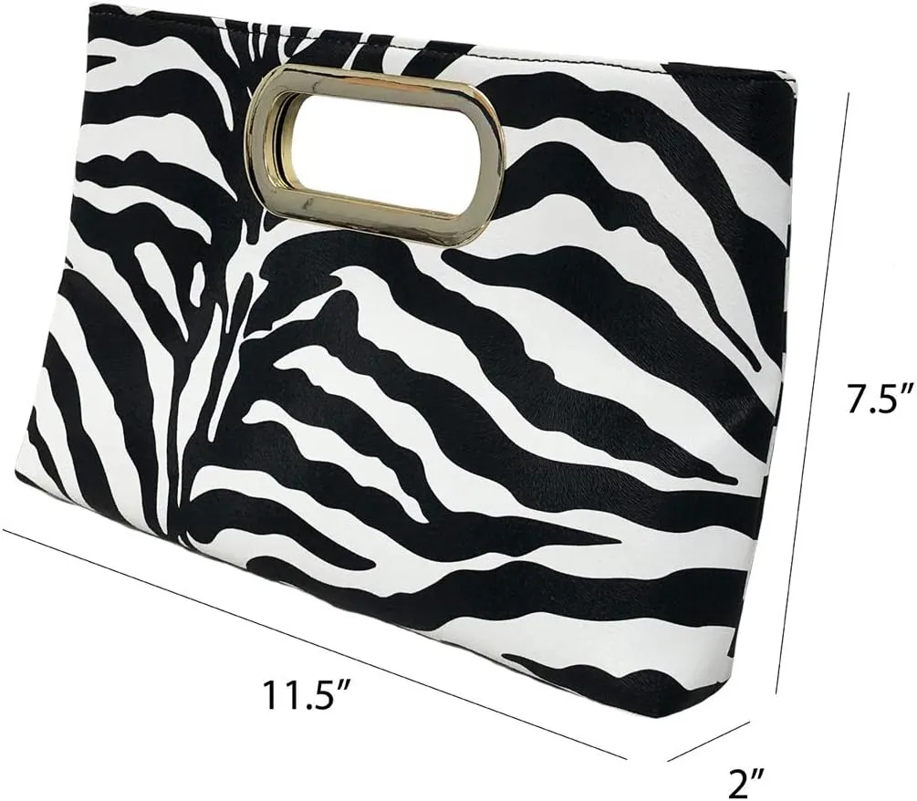 JNB Top Handle Zebra Print Clutch