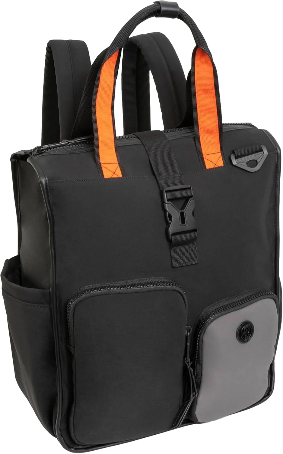 Joan & David 18 Inch Sport Nylon Backpack with Padded Laptop Sleeve, Side Slip Pockets (Black)
