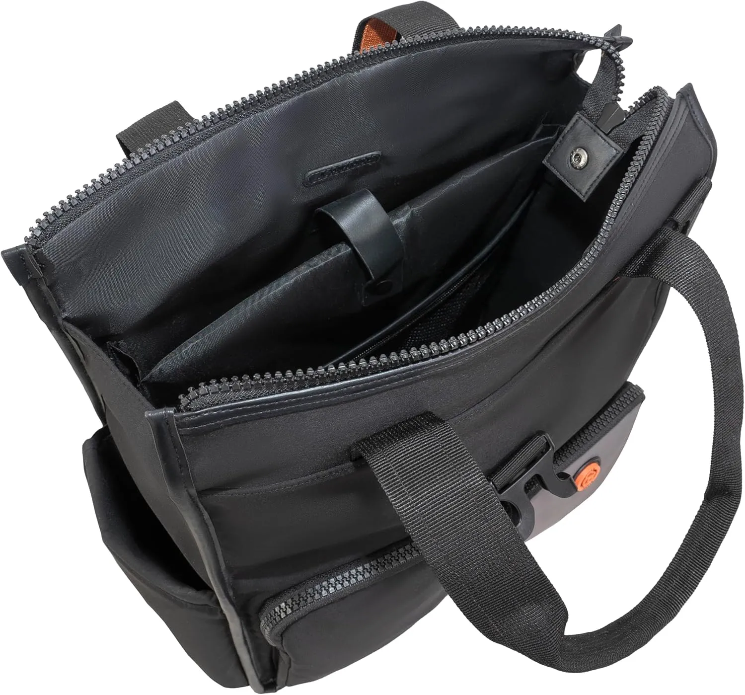 Joan & David 18 Inch Sport Nylon Backpack with Padded Laptop Sleeve, Side Slip Pockets (Black)