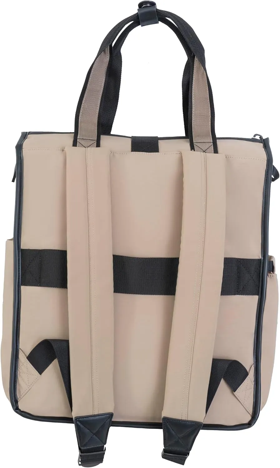 Joan & David 18 Inch Sport Nylon Backpack with Padded Laptop Sleeve, Side Slip Pockets (Tan)