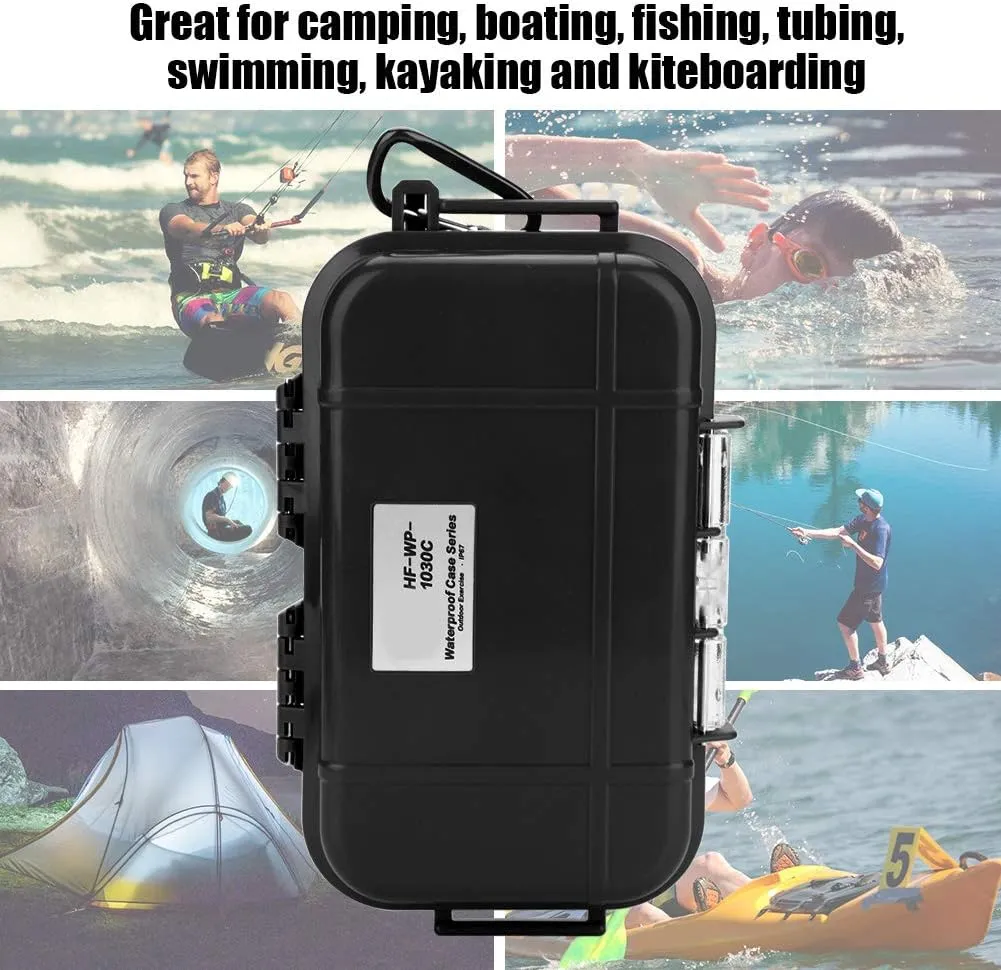 Joyzan Waterproof Storage Case, Weatherproof Hard Case Outdoor Survival Shockproof Box Sturdy for Tackle Cameras Phones Camping Climbing Fishing Hiking Water Sports Knives (Black)