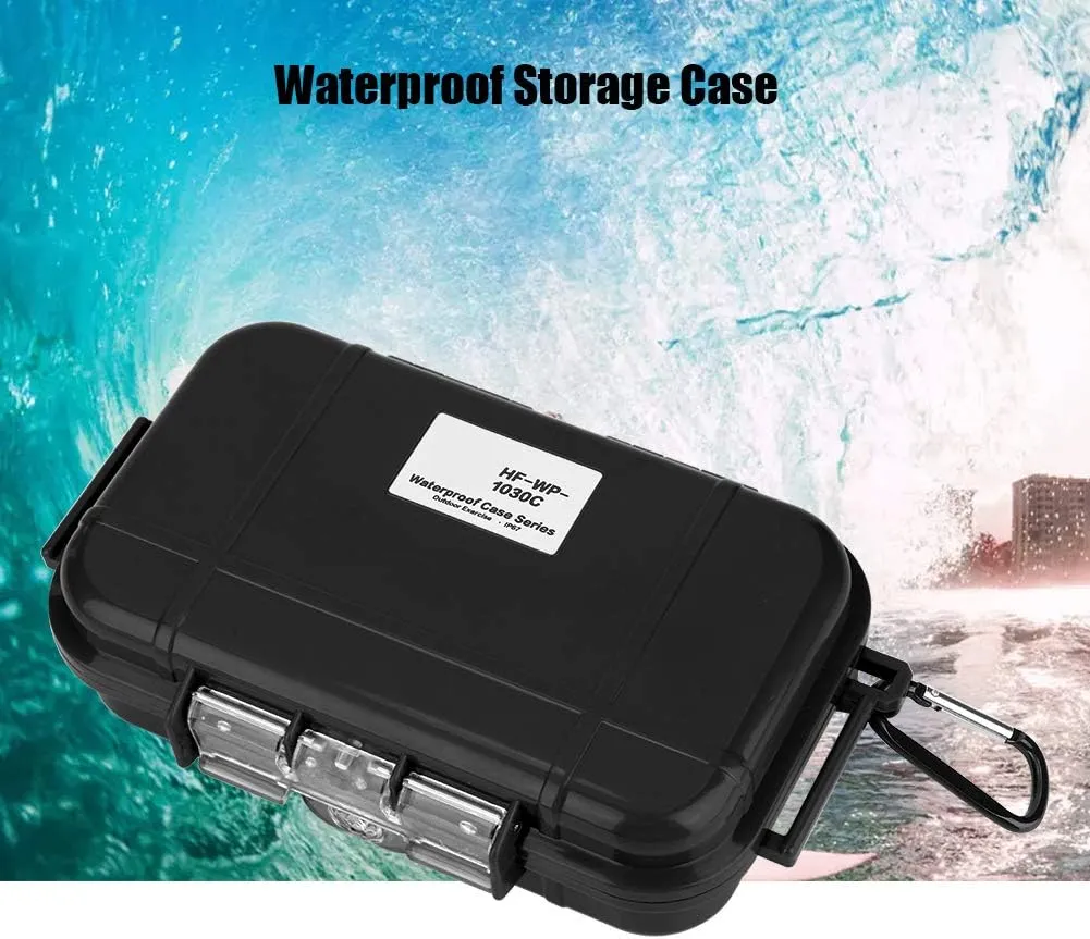Joyzan Waterproof Storage Case, Weatherproof Hard Case Outdoor Survival Shockproof Box Sturdy for Tackle Cameras Phones Camping Climbing Fishing Hiking Water Sports Knives (Black)