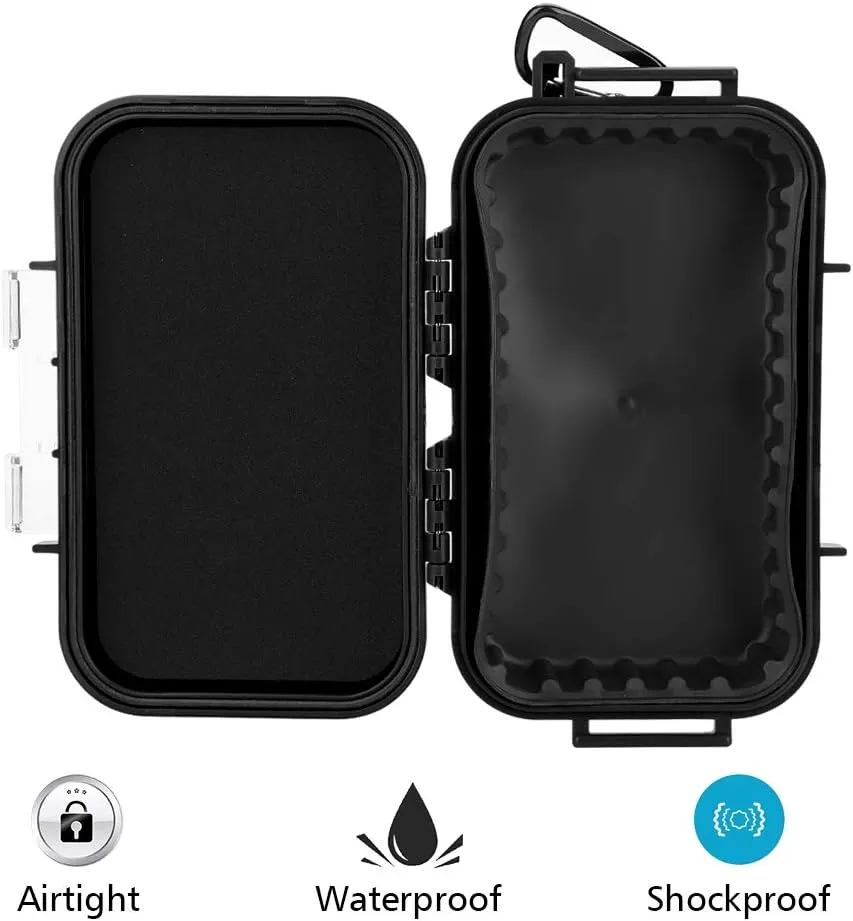 Joyzan Waterproof Storage Case, Weatherproof Hard Case Outdoor Survival Shockproof Box Sturdy for Tackle Cameras Phones Camping Climbing Fishing Hiking Water Sports Knives (Black)