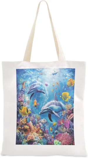 JSTEL Canvas Tote Bag for Women with Pocket,Canvas Tote Purse Shopping Bag