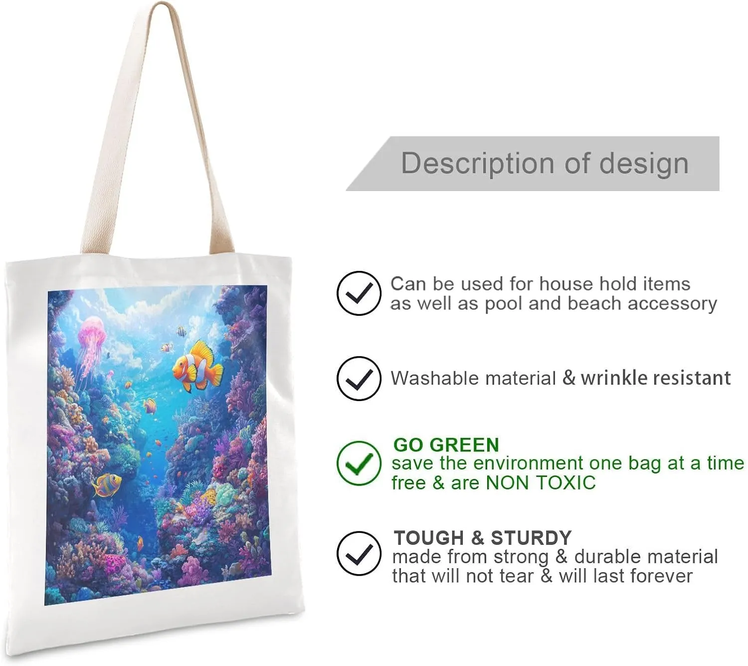 JSTEL Canvas Tote Bag for Women with Pocket,Canvas Tote Purse Shopping Bag