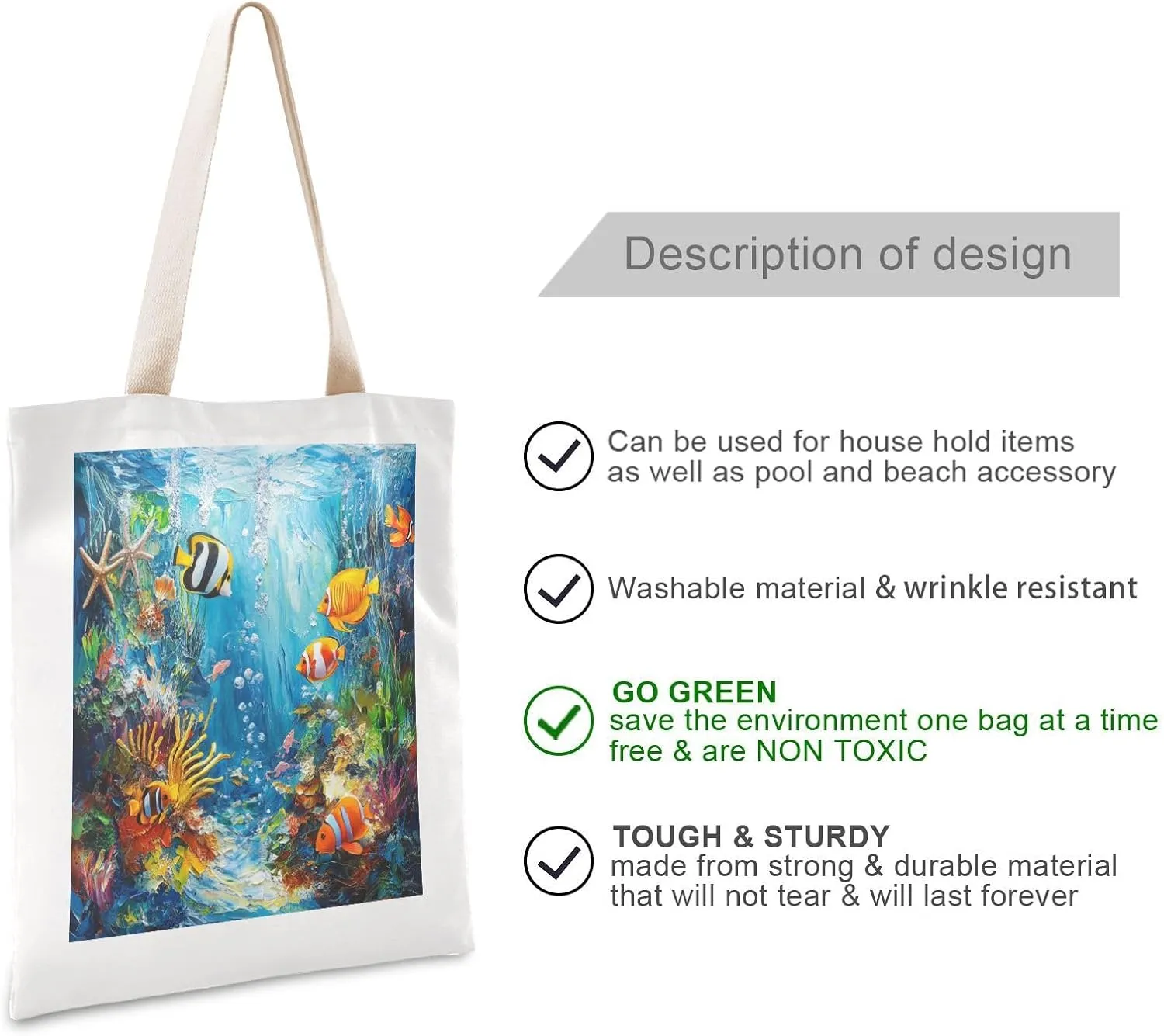 JSTEL Canvas Tote Bag for Women with Pocket,Canvas Tote Purse Shopping Bag