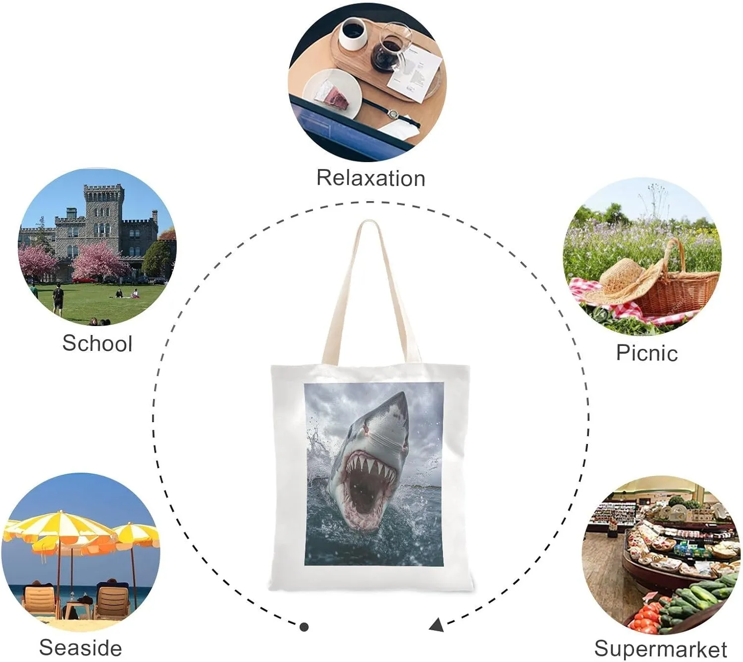 JSTEL Canvas Tote Bag for Women with Pocket,Canvas Tote Purse Shopping Bag
