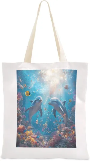 JSTEL Canvas Tote Bag for Women with Pocket,Canvas Tote Purse Shopping Bag