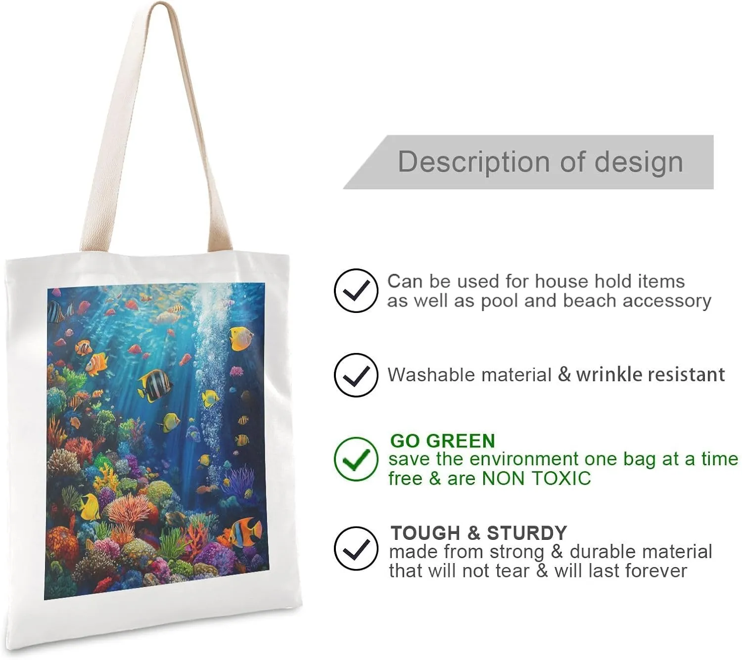 JSTEL Canvas Tote Bag for Women with Pocket,Canvas Tote Purse Shopping Bag