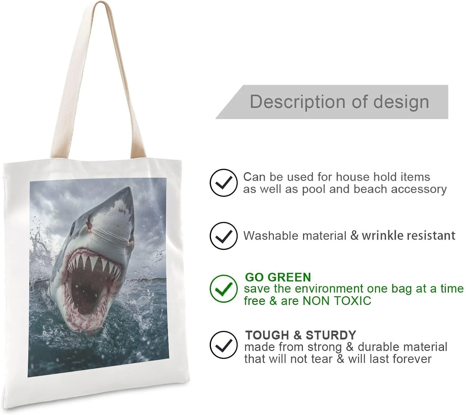 JSTEL Canvas Tote Bag for Women with Pocket,Canvas Tote Purse Shopping Bag