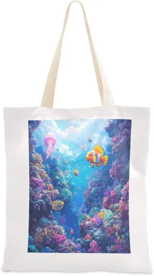 JSTEL Canvas Tote Bag for Women with Pocket,Canvas Tote Purse Shopping Bag