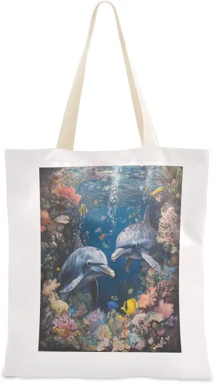 JSTEL Canvas Tote Bag for Women with Pocket,Canvas Tote Purse Shopping Bag