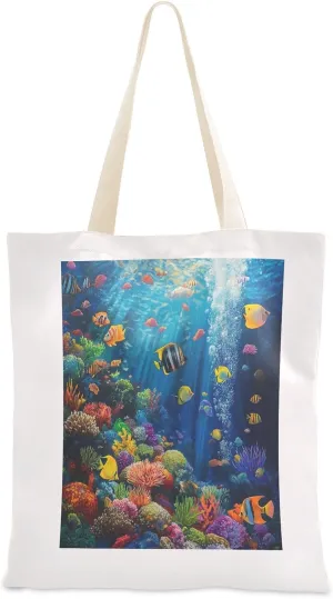JSTEL Canvas Tote Bag for Women with Pocket,Canvas Tote Purse Shopping Bag