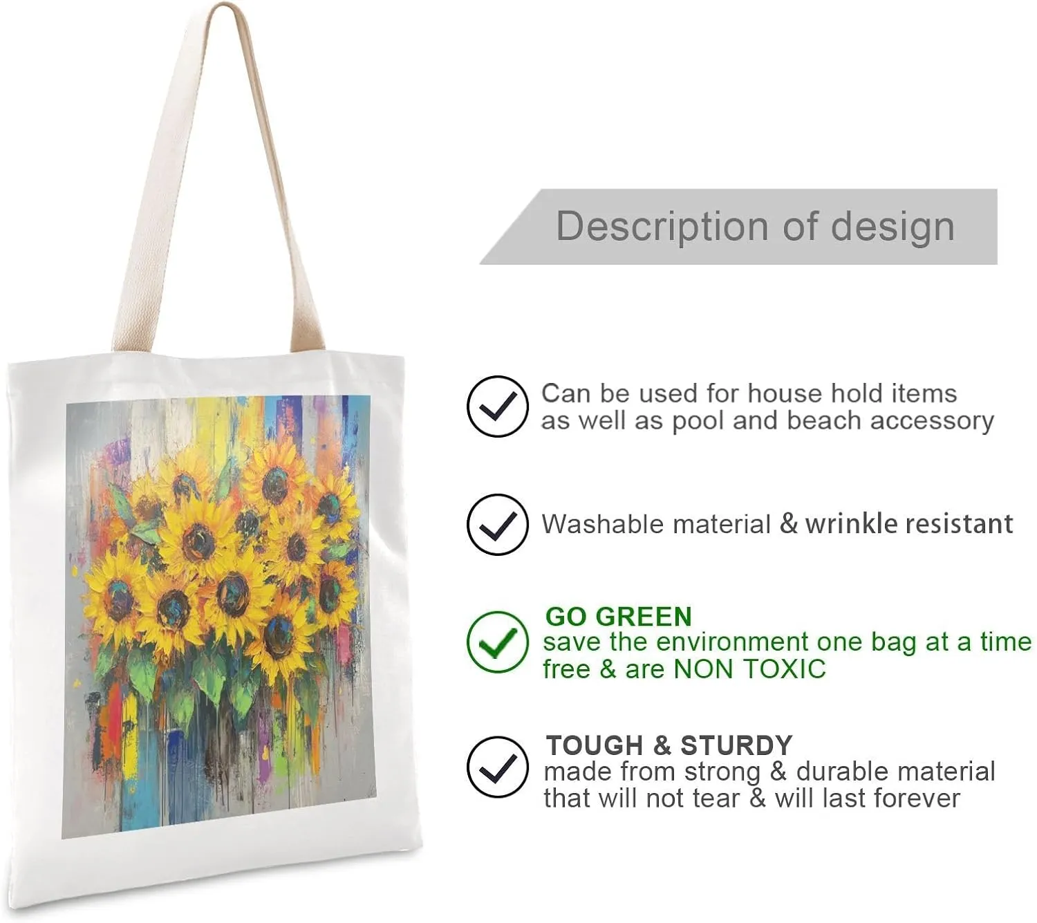 JSTEL Canvas Tote Bag for Women with Pocket,Canvas Tote Purse Shopping Bag