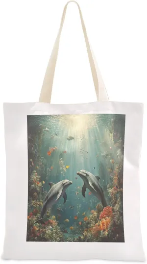 JSTEL Canvas Tote Bag for Women with Pocket,Canvas Tote Purse Shopping Bag
