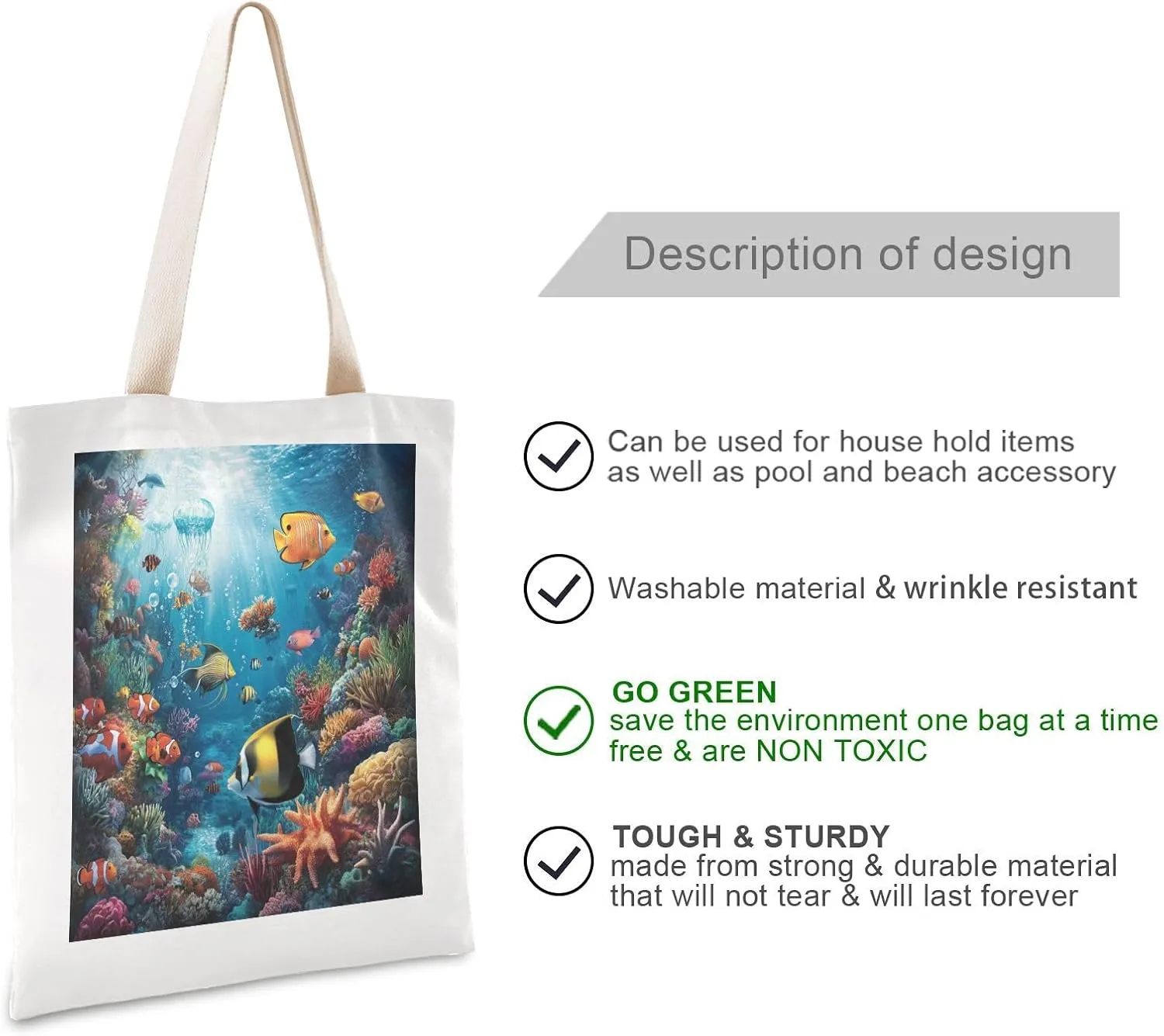 JSTEL Canvas Tote Bag for Women with Pocket,Canvas Tote Purse Shopping Bag