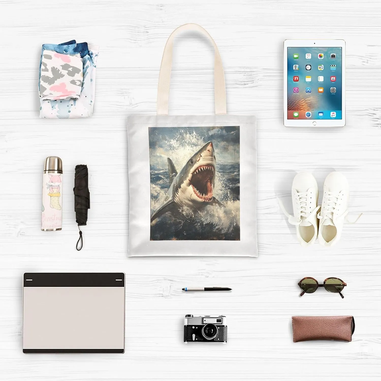 JSTEL Canvas Tote Bag for Women with Pocket,Canvas Tote Purse Shopping Bag