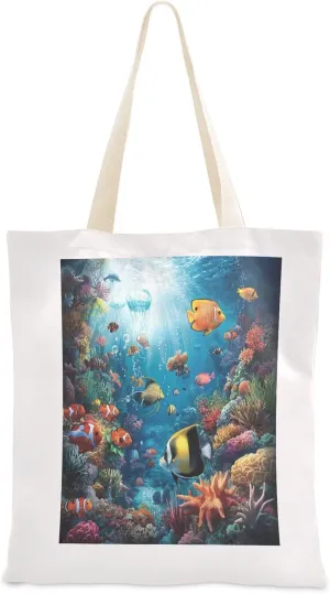 JSTEL Canvas Tote Bag for Women with Pocket,Canvas Tote Purse Shopping Bag