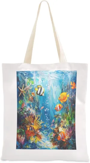 JSTEL Canvas Tote Bag for Women with Pocket,Canvas Tote Purse Shopping Bag