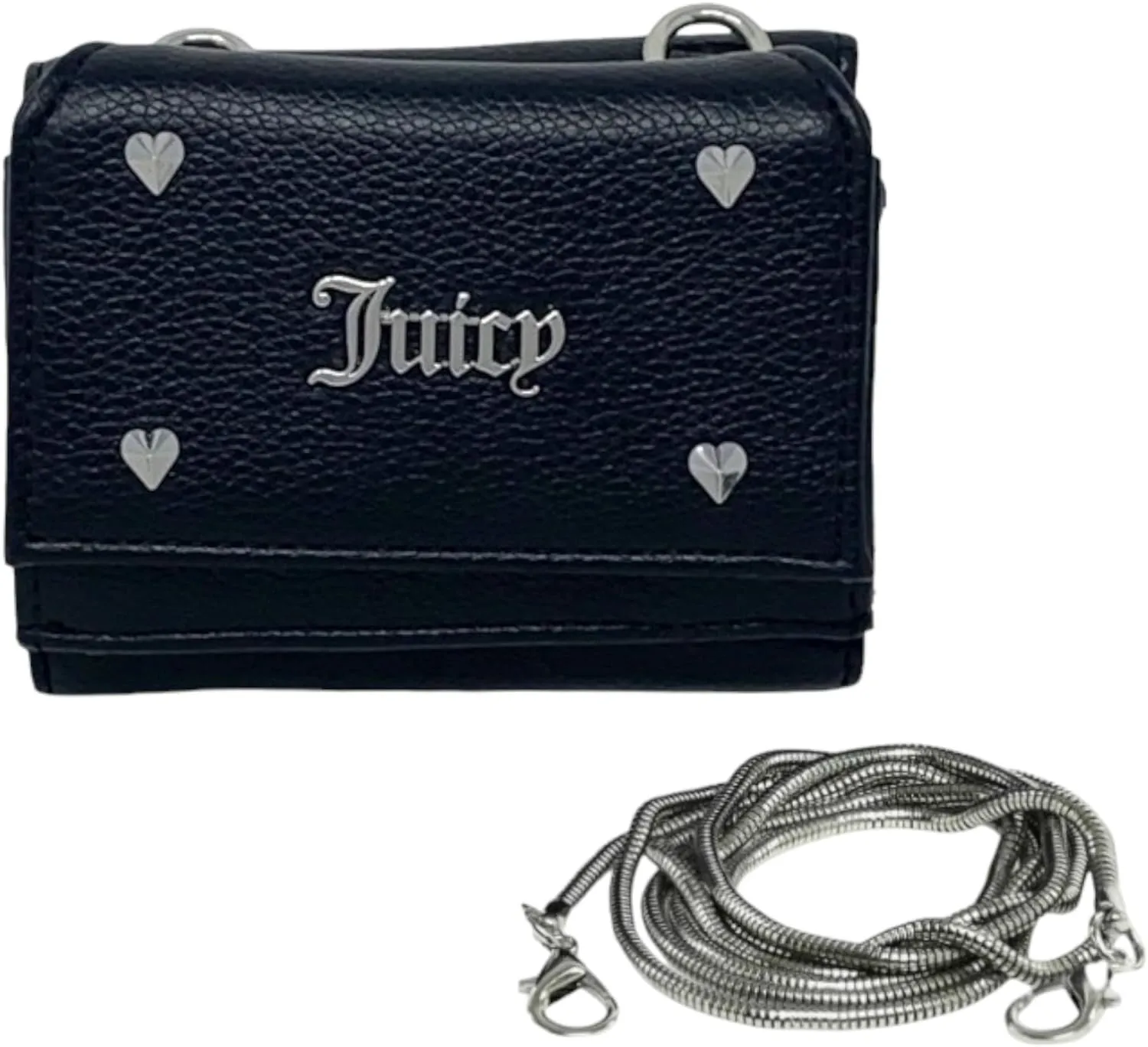 Juicy Couture Women’s Dorothy Small Flap Wallet with Crossbody Strap (Black)