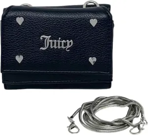 Juicy Couture Women’s Dorothy Small Flap Wallet with Crossbody Strap (Black)