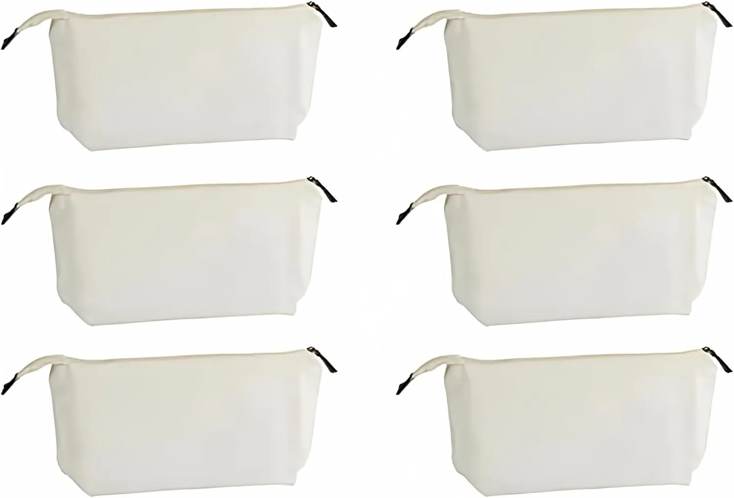 Juvale 6 Pack Canvas Makeup Bags with Zipper - 11.75 x 5.5 In White Cotton Canvas Makeup Bag Set for Toiletries and DIY Crafts