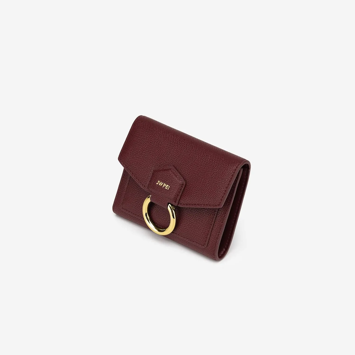 JW PEI Small Wallet Purse Ultra Slim Vegan Leather Cards Holder Travel Purse for Women (Wine Red)