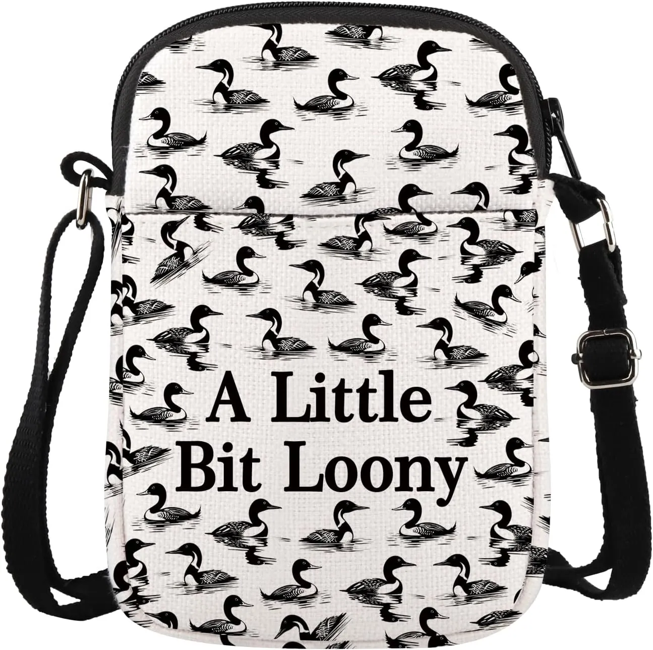 JXGZSO Funny Bird Pun A Little Bit Loony Crossbody Bag Loon Bird Gift Loon Lover Gift