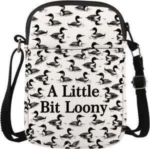 JXGZSO Funny Bird Pun A Little Bit Loony Crossbody Bag Loon Bird Gift Loon Lover Gift