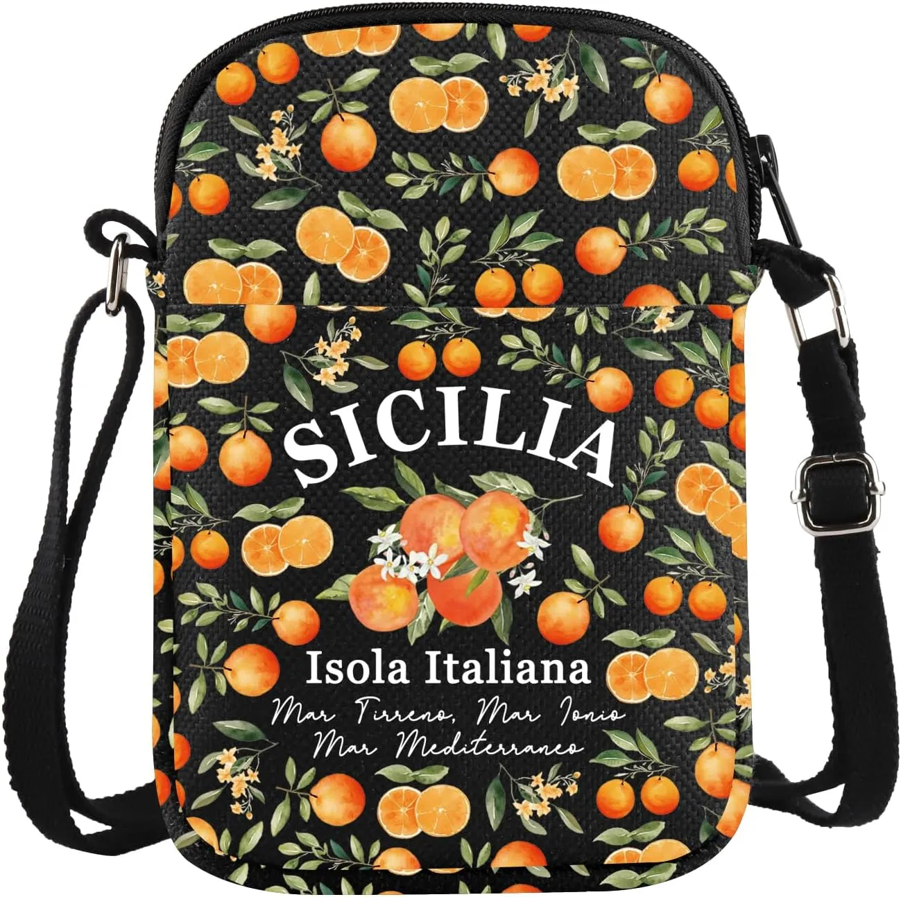 JXGZSO Funny Sicily Oranges Shoulder Bag Sicily Island Italy Crossbody Bag Italy Travel Gift Oranges Lovers Gift
