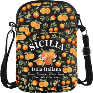 JXGZSO Funny Sicily Oranges Shoulder Bag Sicily Island Italy Crossbody Bag Italy Travel Gift Oranges Lovers Gift