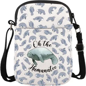 JXGZSO Manatee Shoulder Bag Oh the Humanatee Crossbody Bag Manatee Lover Gift Marine Biology Gift