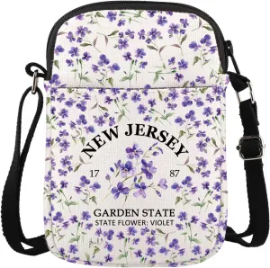 JXGZSO New Jersey Violet Crossbody Bag Violet Shoulder Bag Violet Lovers Gift Flower Lovers Gift New Jersey Souvenir Gift