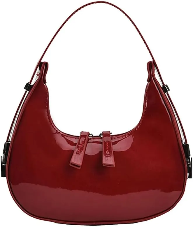 JYG Crescent Shoulder Bag for Women Retro Hobo Handbags Top Handle Y2k Underarm Bags Fashion Ladies Clutch Purses Red