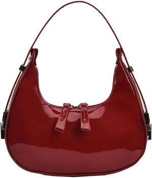 JYG Crescent Shoulder Bag for Women Retro Hobo Handbags Top Handle Y2k Underarm Bags Fashion Ladies Clutch Purses Red