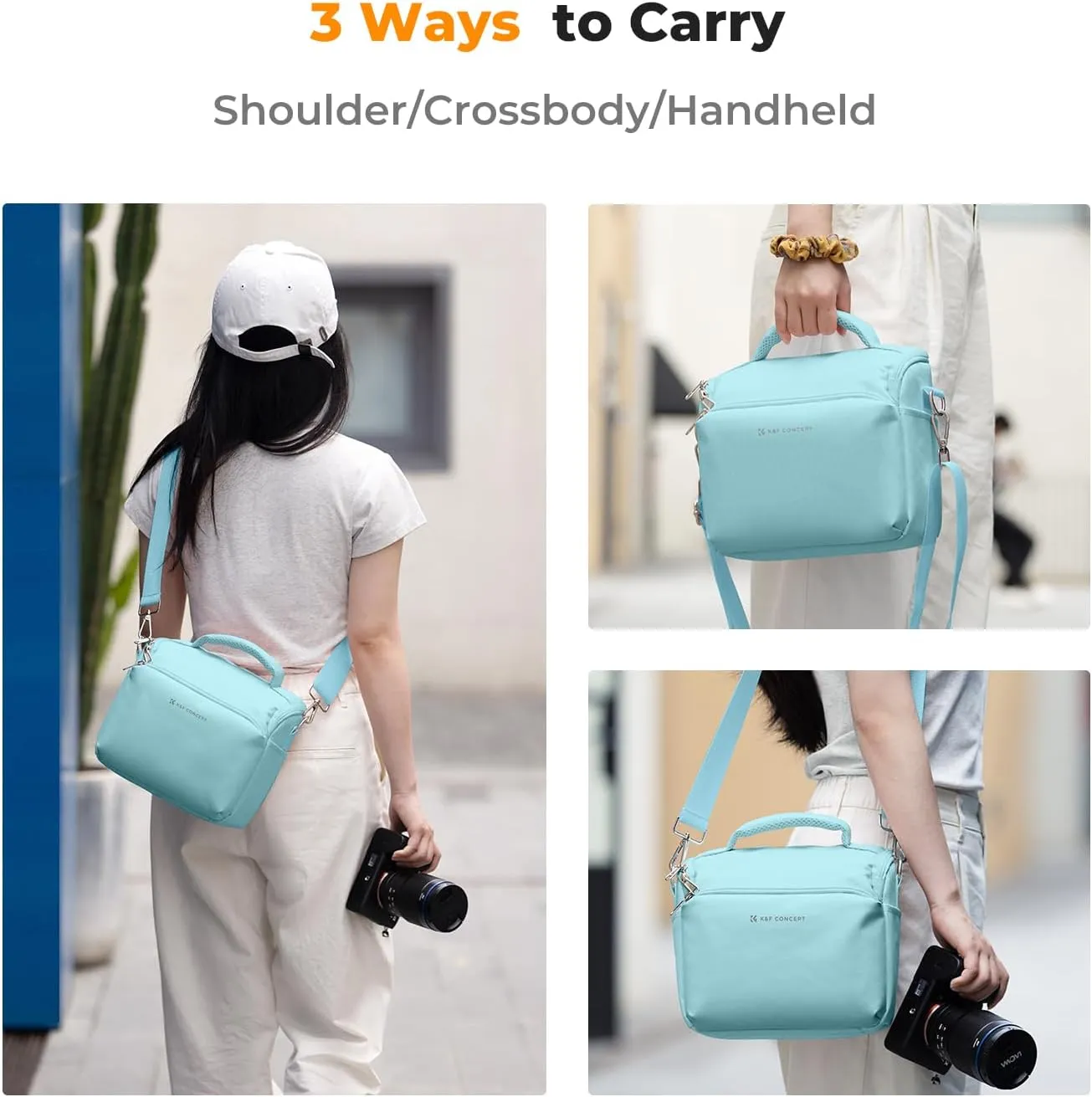 K&F Concept Camera Sling Bag Small Crossbody Camera Case DSLR/SLR/Cute Compact Shoulder Photography Bags for Photographers-Blue