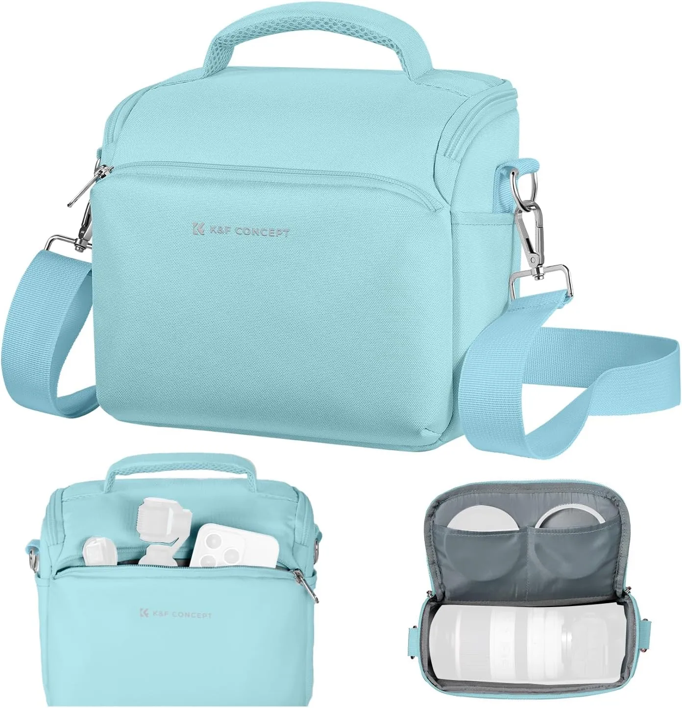 K&F Concept Camera Sling Bag Small Crossbody Camera Case DSLR/SLR/Cute Compact Shoulder Photography Bags for Photographers-Blue