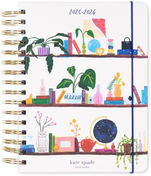 kate spade new york Daily Planner 2025-2026 Large Agenda August 2025-December 2026, Hardcover Weekly and Monthly Spiral Planner with Stickers (Charmed Library)