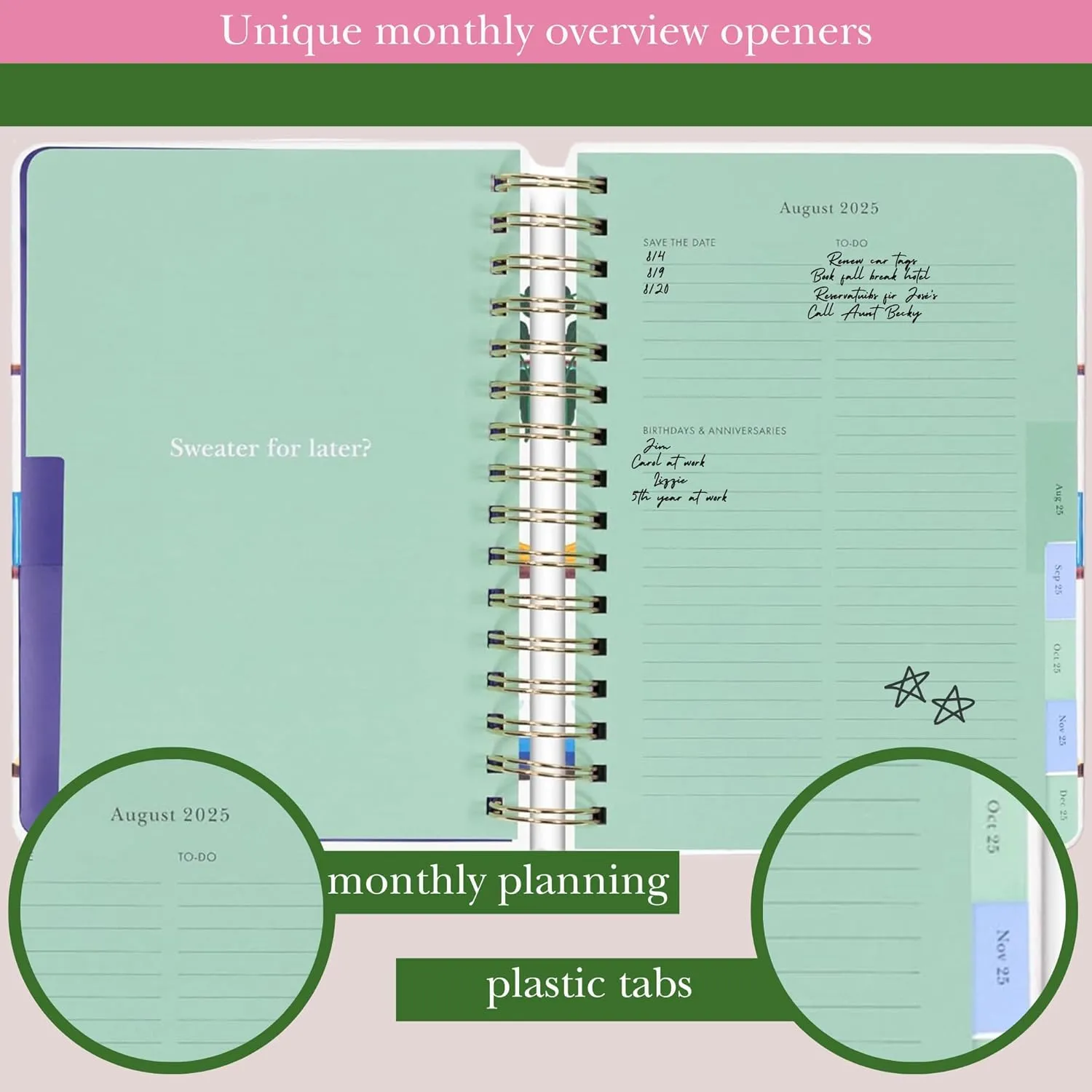 kate spade new york Daily Planner 2025-2026 Large Agenda August 2025-December 2026, Hardcover Weekly and Monthly Spiral Planner with Stickers (Charmed Library)