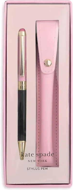 Kate Spade New York Stylus Pen for Touch Screens, Metal Ballpoint Pen with Black Ink and Storage Pouch, Colorblock