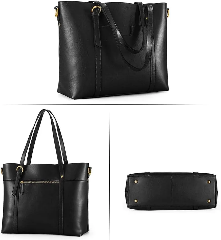 Kattee Genuine Leather Women Tote Bag Soft Handbags Vintage Shoulder Purses Fashion Top Handle Bag Large Capacity