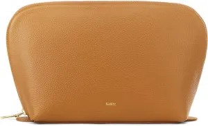 Kattee Leather Makeup Bag, Travel Cosmetic Bag Set, Toiletry Bag Organizer for Women, 1-PACK, Large, Brown