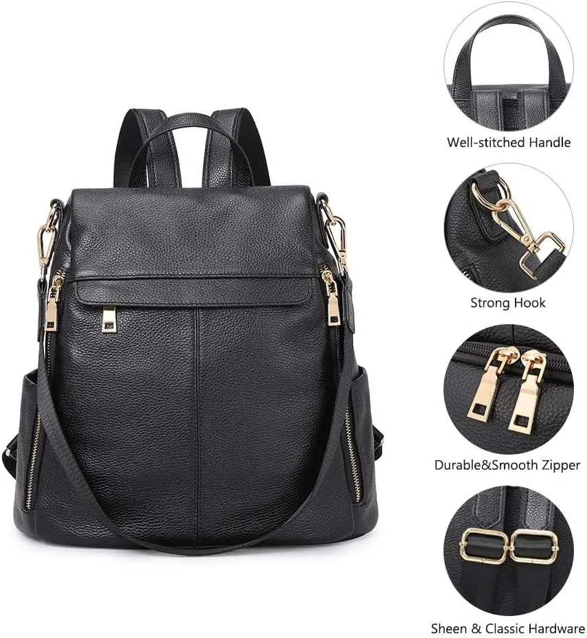 Kattee Women's Anti-Theft Backpack Purse Genuine Leather Shoulder Bag Fashion Ladies Satchel Bags
