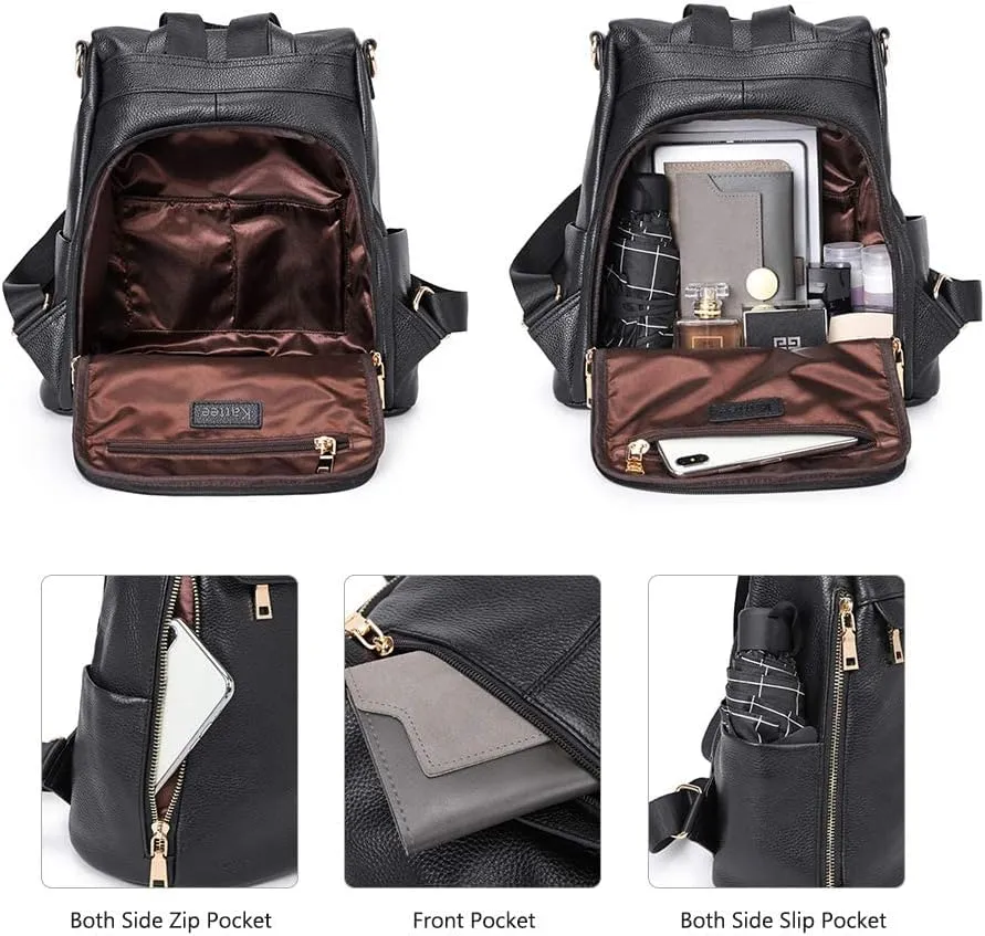 Kattee Women's Anti-Theft Backpack Purse Genuine Leather Shoulder Bag Fashion Ladies Satchel Bags