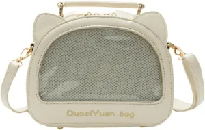 Kawaii Ita Crossbody Bag with Cat Ear & Pin Display Insert - Cute Small Shoulder Purse for Anime Cosplay