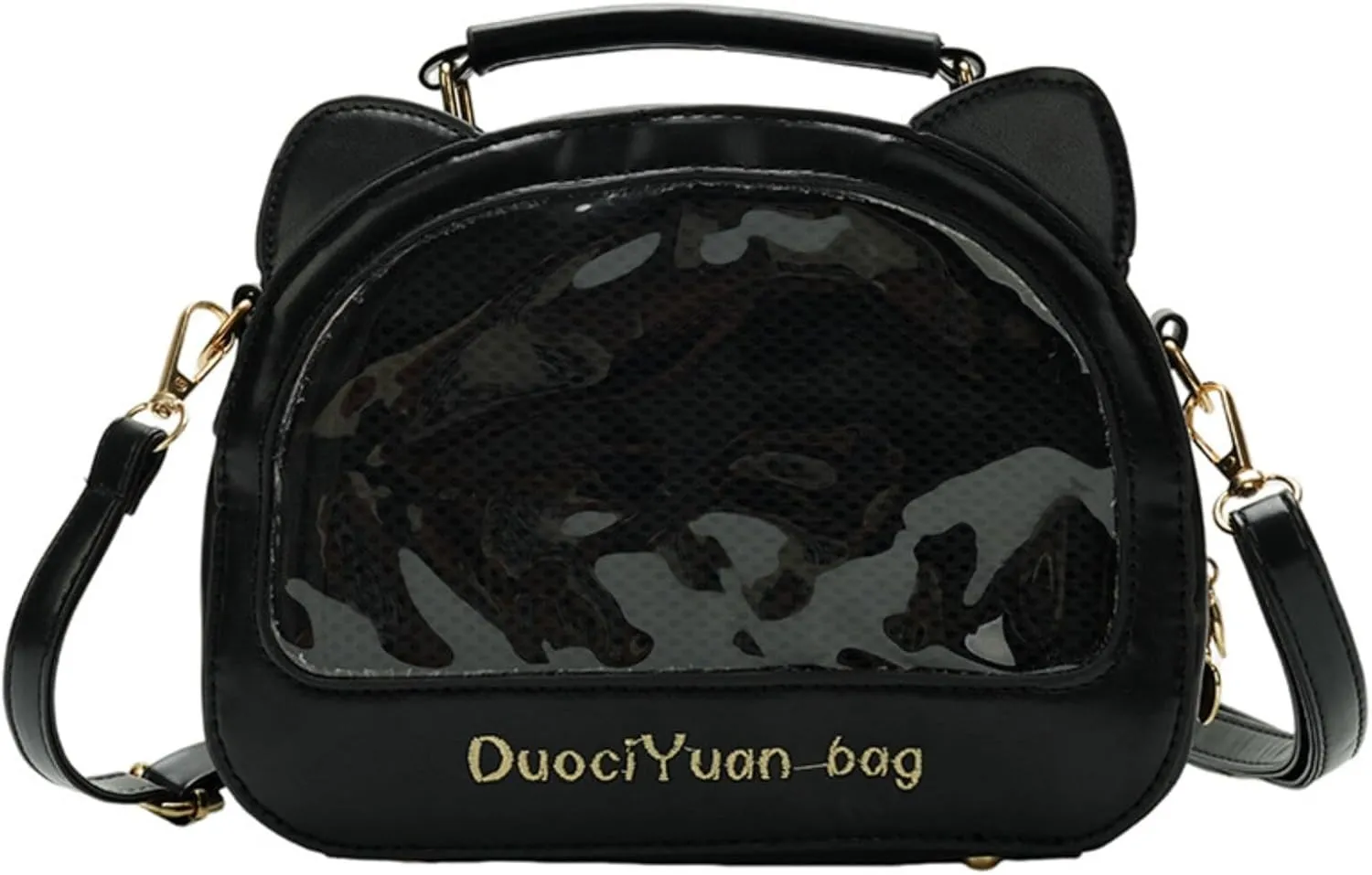 Kawaii Ita Crossbody Bag with Cat Ear & Pin Display Insert - Cute Small Shoulder Purse for Anime Cosplay