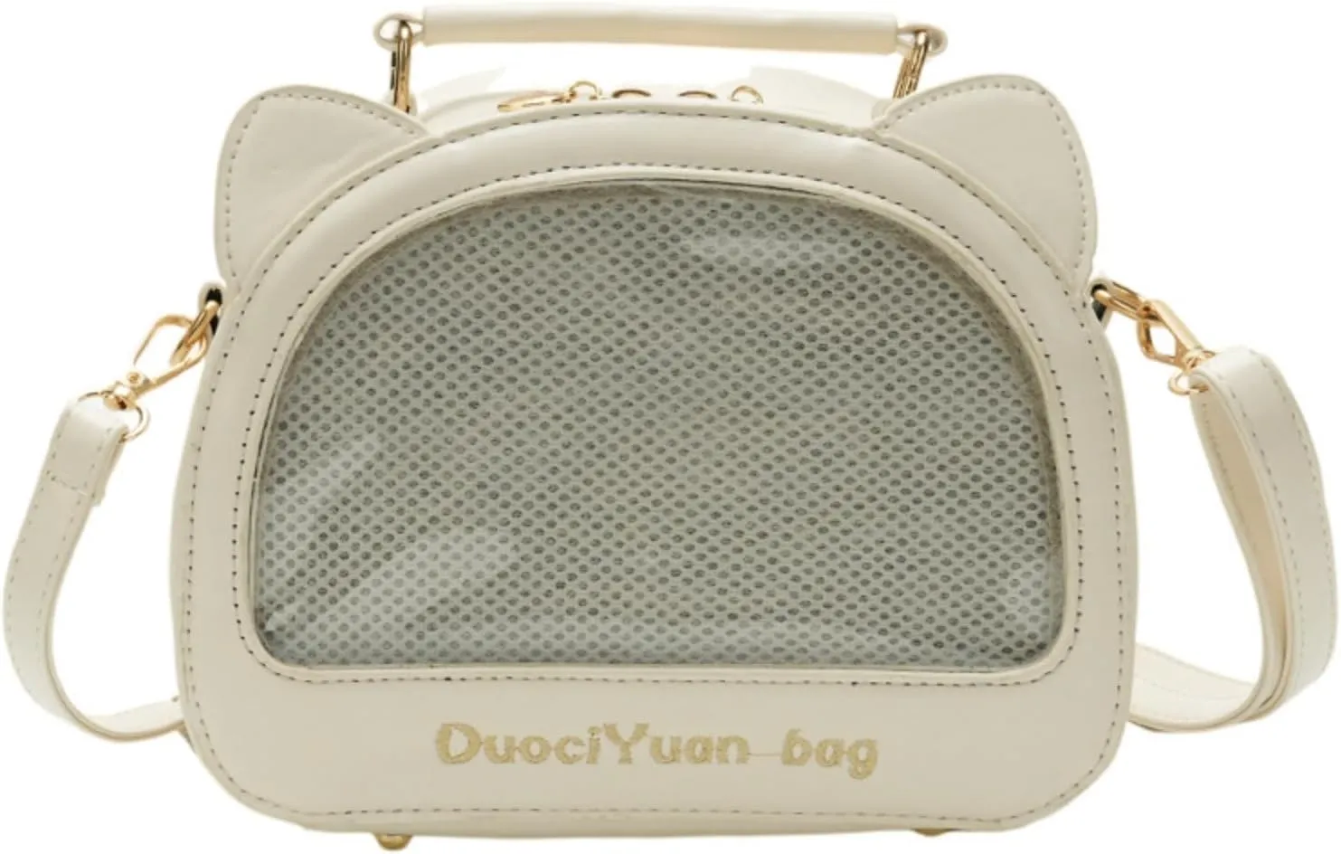 Kawaii Ita Crossbody Bag with Cat Ear & Pin Display Insert - Cute Small Shoulder Purse for Anime Cosplay